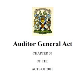 auditor general crest with text: "Auditor General Act Chapter 33 of the Acts of 2010"